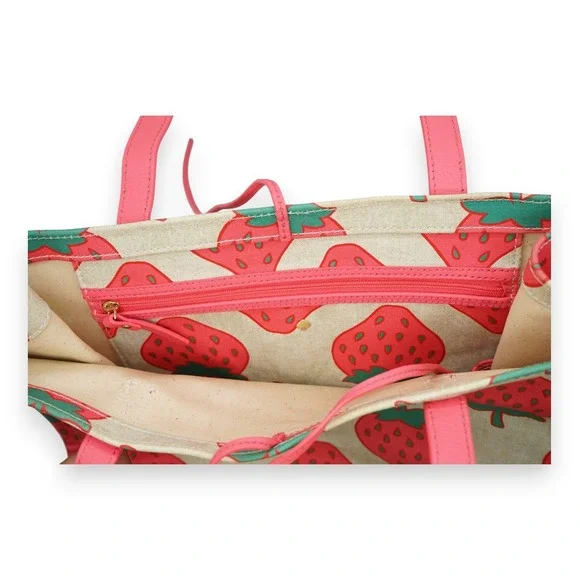 Kate‎ Spade STRAWBERRY MEGA SAM Canvas Tote Picnic with Wallet 14.5x 11x4.5
